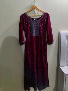 Elegant Maroon Embroidered Kurta with Dupatta