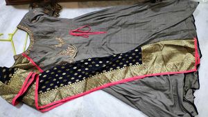 Elegant Grey Anarkali Gown full size