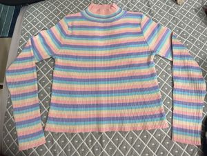 Striped Pastel Turtleneck Top