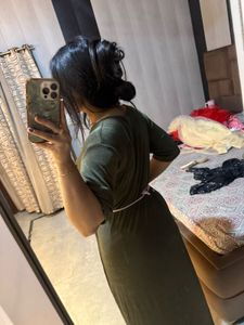 Olive Green Midi Dress🎀🦋