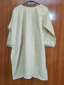 Elegant Beige Kurta with Zigzag Trim