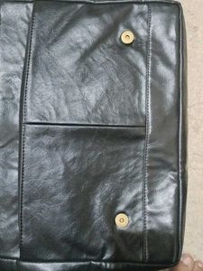 Black Leather Like Messenger Bag