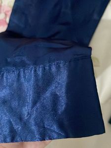 Elegant Navy Blue Ruffle Shirt