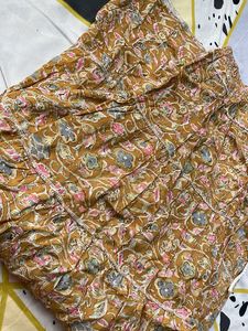 Tiered Brown Print Skirt