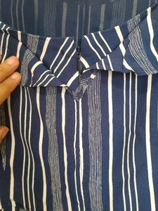 Striped Navy Blue Jumpsuit with 2 pockets