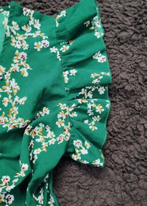 Green Floral Print Top