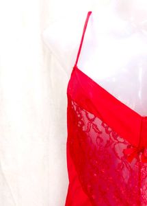 Red Lace Trim Bodysuit