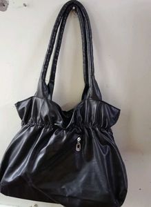 Chic Black Faux Leather Hobo Bag