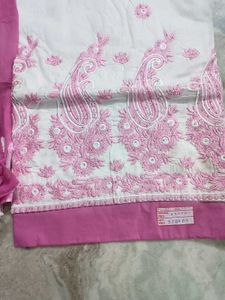 Embroidered Cotton Kurta Set Unstitched