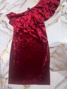 Crushed Velvet Off-Shoulder Mini Dress