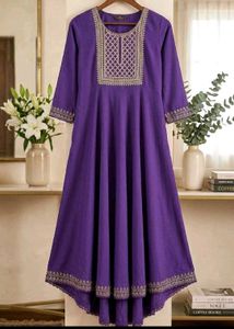 Elegant Purple Kurta Set with Pants &amp; Dupatta