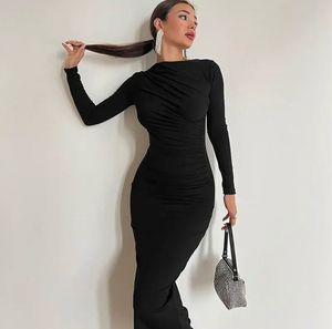 Elegant Ruched Black Midi Dress Limited offer