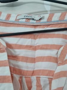 White And Orange Short Length Kurta