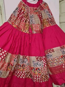 Vibrant Patchwork Ethnic pink chaniya choli amd bl