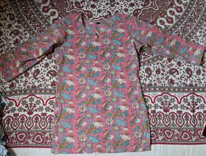 Pink Floral Cotton Kurta