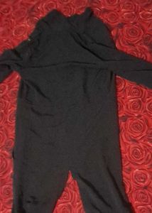 Black Knee-Length Open-Front Shrug with Full Sleev