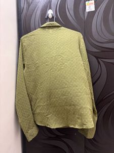 Olive Green Textured Button-Up Shirt