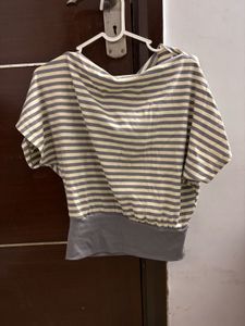 Striped Cropped Casual Top