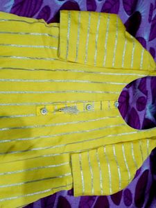 Yellow Striped Kurta Set