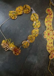 Exquisite Gold &amp; Red Embellished Ethnic Accessory