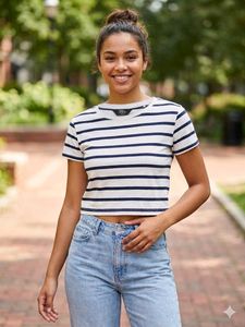 Classic Striped Cropped T-Shirt
