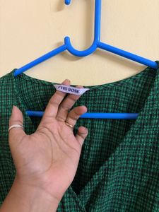 Chic Green Plaid Mini Dress