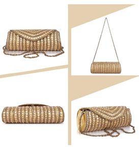 Sparkling Gold Beaded Clutch Bag