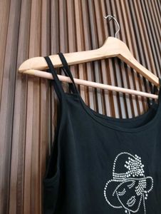 Sparkly Embellished Black Camisole Top