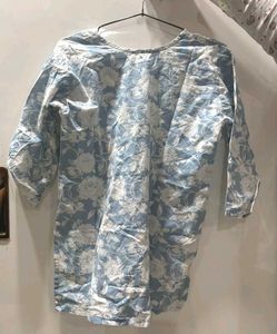 Blue Floral Kurti Top – Soft Girl Cute