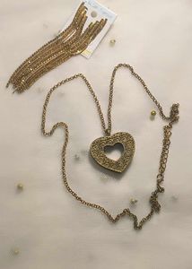 Gold Heart Necklace & Earrings