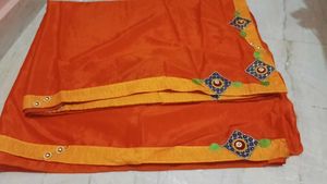 Orange Saree with Embellished Border