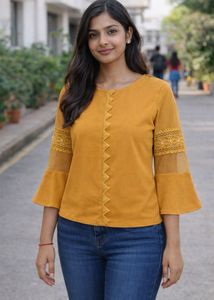 Mustard Bell Sleeve Top with freebie