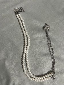 Silver Flower Earrings n pearl strap