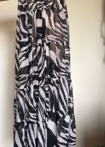 Sheer Zebra Print Flowy Maxi Skirt