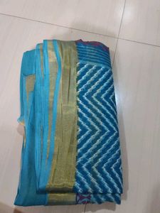 Blue Chevron Pattern Saree