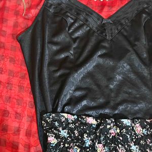 Chic Black Floral Self Print Cami top
