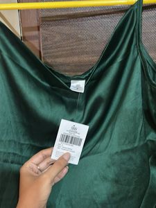 Elegant Emerald Green Satin Camisole Top