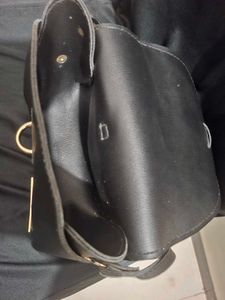 Chic Black Faux Leather Crossbody Bag