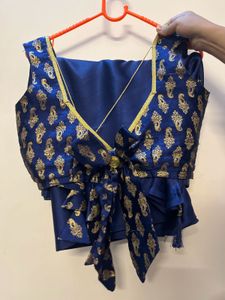 Elegant Navy Blue Satin Saree🧿