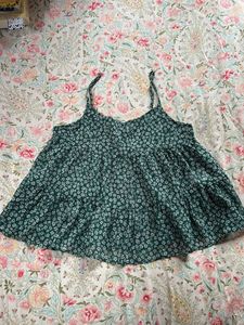 Green Floral Tiered Cami Top