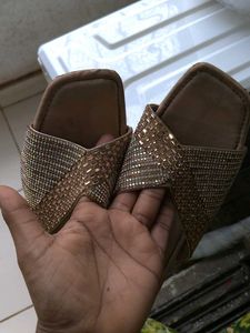 Sparkly Embellished Block Heel Slides