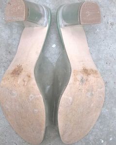 Mint Green Clear Block Heels