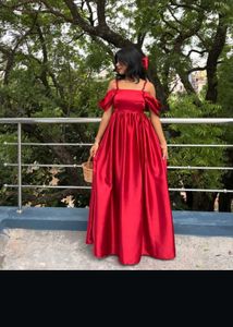 Red Off-Shoulder Satin Gown 🆕
