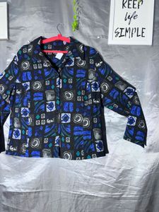 Vintage Geometric Print Button-Up