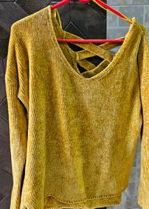 Mustard Yellow Criss-Cross Back Sweater