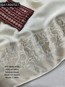 Elegant Vanilla White Kota Saree