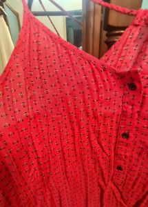 Red Printed Spaghetti Strap top
