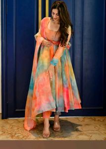 Vibrant Tie-Dye Anarkali Kurta Set
