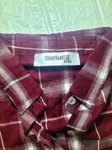 Maroon Plaid Button-Up Shirt