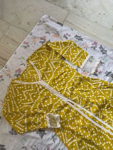 Yellow Bandhani Print Kurta Set with Dupatta
